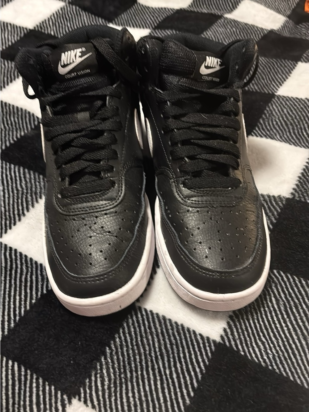 Nike Black and White Court Vision Mid Size 7.5